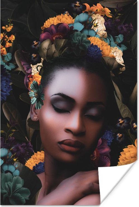 Poster Vrouwen - Bloemen - Kleur - 20x30 cm