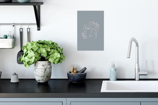 Poster Pastel - Feuilles - Visage - 20x30 cm