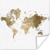 Poster Wereldkaart - Glitters - Goud - 30x30 cm