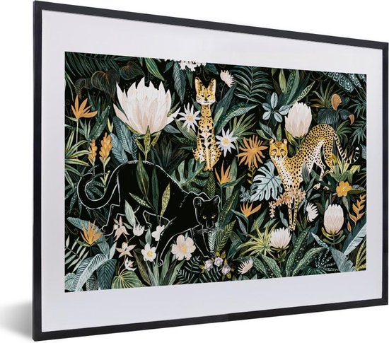 Fotolijst incl. Poster - Jungle - Dieren - Planten - 40x30 cm - Posterlijst