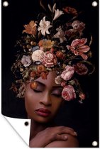 Affiche jardin - Toile jardin - Posters de jardin extérieur - Bouquet - Femme - Maquillage - 80x120 cm - Jardin