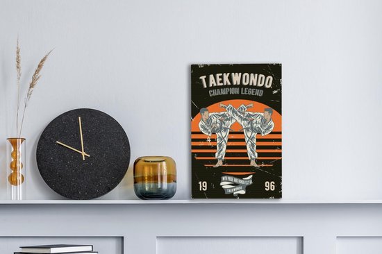 Toile Peinture Vintage - Karaté - Costume - 20x30 cm - Décoration murale