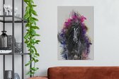 Canvas Schilderij Paard - Zwart - Kleuren - 40x60 cm - Wanddecoratie