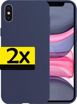 iPhone Xs Max Hoesje Siliconen - iPhone Xs Max Hoes - 2 Stuks - Donker Blauw