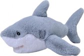 knuffel witte haai Ecokins junior 30 cm pluche wit/grijs