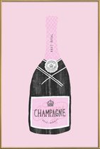 JUNIQE - Poster met kunststof lijst Champagne -30x45 /Roze & Zwart