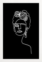 JUNIQE - Poster in houten lijst Frida BW -20x30 /Wit & Zwart