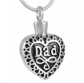 Bijoux by Ive - Ashanger met ketting  - Hart met DAD - Zilver/ zwart - Assieraad