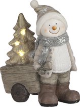 Statue de Noël bonhomme de neige House of Seasons avec Siècle des Lumières - L31,5 x W20 x H40,5 - Grijs
