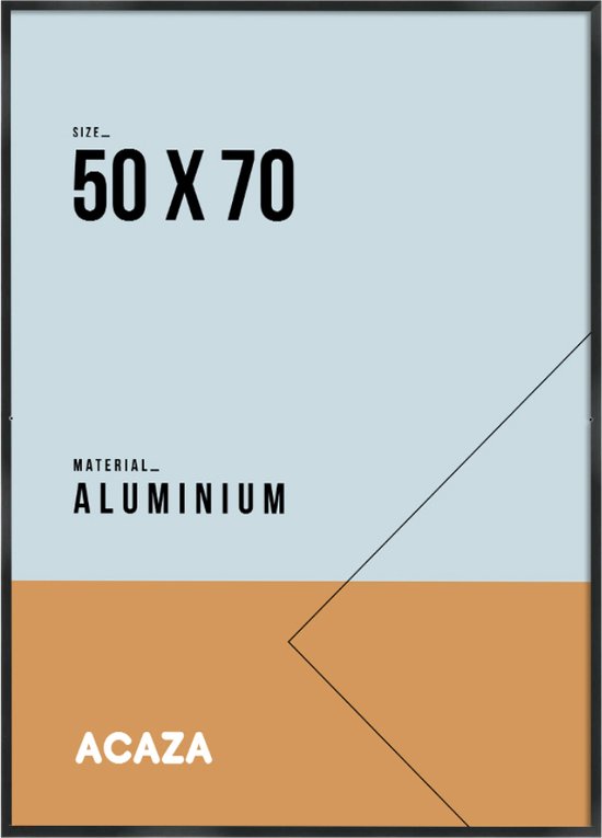 Solid Fotokader,  Foto lijst met Formaat 50 cm x 70 cm, Aluminium, Plexiglas, Zwarte Rand