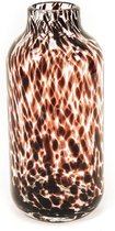 Glazen vaas luipaard groot HV - helderbruin - Cheetah vaas - 15x15x32,5cm