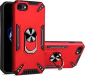 PC + TPU-beschermhoes met 360 graden draaibare ringhouder voor iPhone SE 2020 & 8 & 7 (rood)