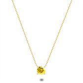 Twice As Nice Halsketting in 18kt verguld zilver, 6 mm gele zirkonia 36 cm+4 cm