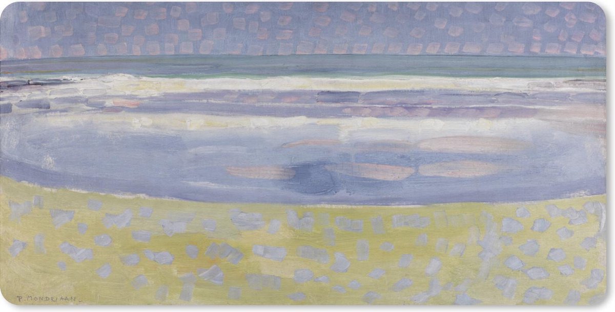 Bureau onderlegger - Muismat - Bureau mat - Zee na zonsondergang - Piet Mondriaan - 80x40 cm