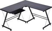 HOMdotCOM Computertafel bureau werkstation flexibel MDF staal zwart/wit