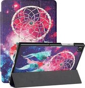 Voor Samsung Galaxy Tab A7 (2020) / T500 / T505 Zijdetextuur Gekleurd Tekenpatroon Horizontale Flip Magnetische PU-lederen hoes met drievoudige houder en slaap- / wekfunctie (Star Dream Catch