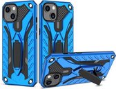 Schokbestendige TPU + pc-beschermhoes met houder voor iPhone 13 (blauw)