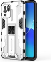 Voor OPPO Reno6 Z Supersonic PC + TPU Schokbestendige beschermhoes met houder (zilver)
