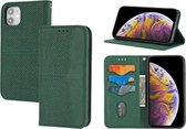 Geweven Textuur Stiksels Magnetische Horizontale Flip PU Lederen Case met Houder & Kaartsleuven & Portemonnee & Lanyard Voor iPhone 13 mini (Groen)