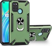 Voor Realme C17 PC + TPU-beschermhoes met 360 graden draaibare ringhouder (donkergroen)