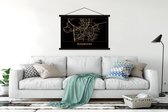 Posterhanger avec affiche - Affiche scolaire - Carte - Eindhoven - Or - Zwart - 150x100 cm - Lattes noires