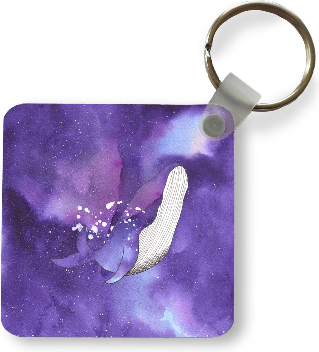 Sleutelhanger - Uitdeelcadeautjes - Walvis - Paars - Waterverf - Plastic