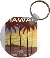 Sleutelhanger - Hawaii - Vintage - Palmboom - Plastic - Rond - Uitdeelcadeautjes