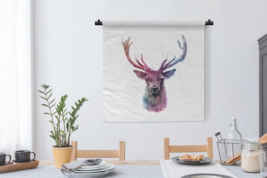 Tapisserie - Tapisserie - Cerf - Wit - Couleur - 90x90 cm - Tapisserie