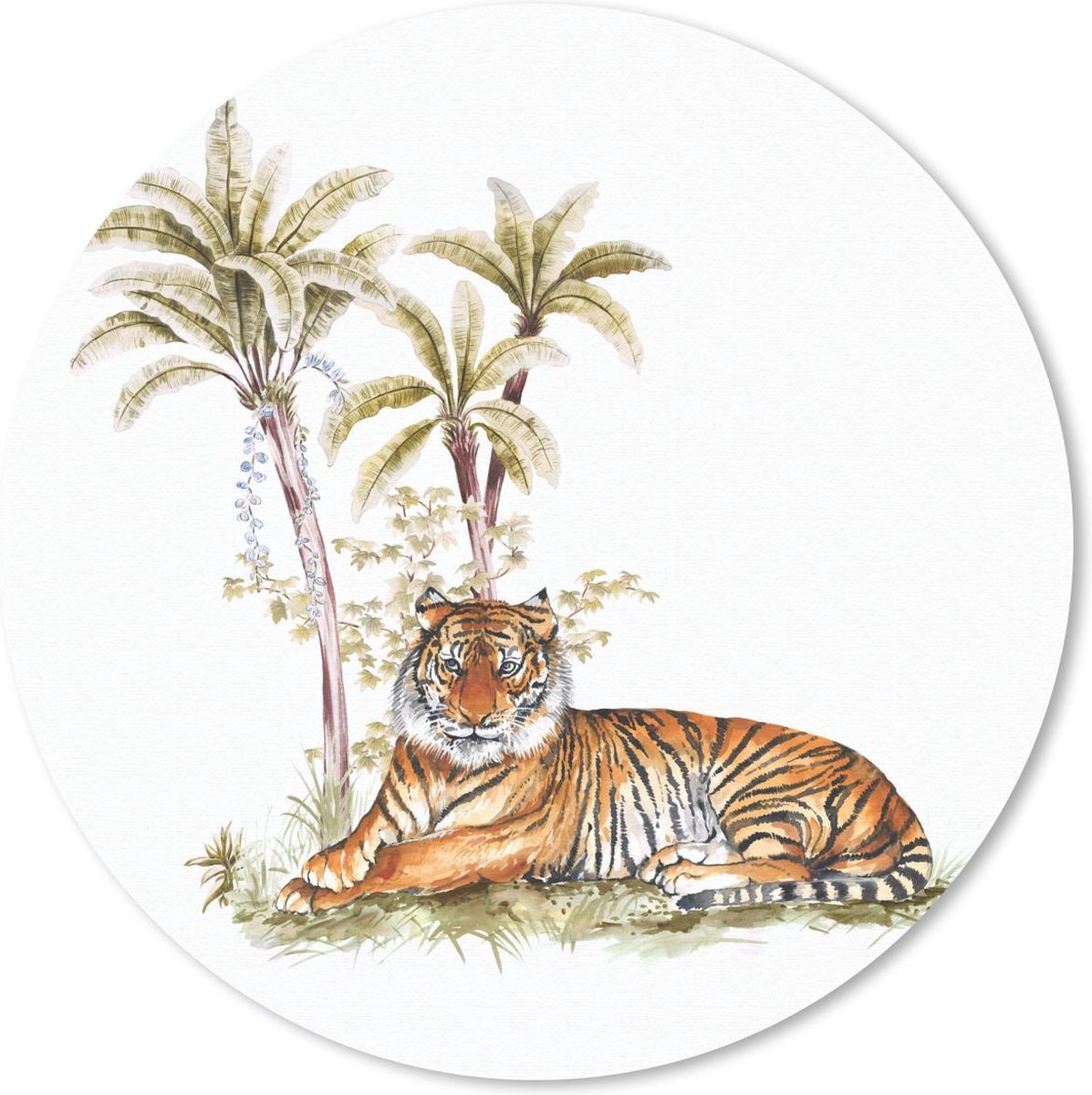 Muismat rond 30x30 cm - Mousepad Tijger - Boom - Ogen - Ronde muismatten