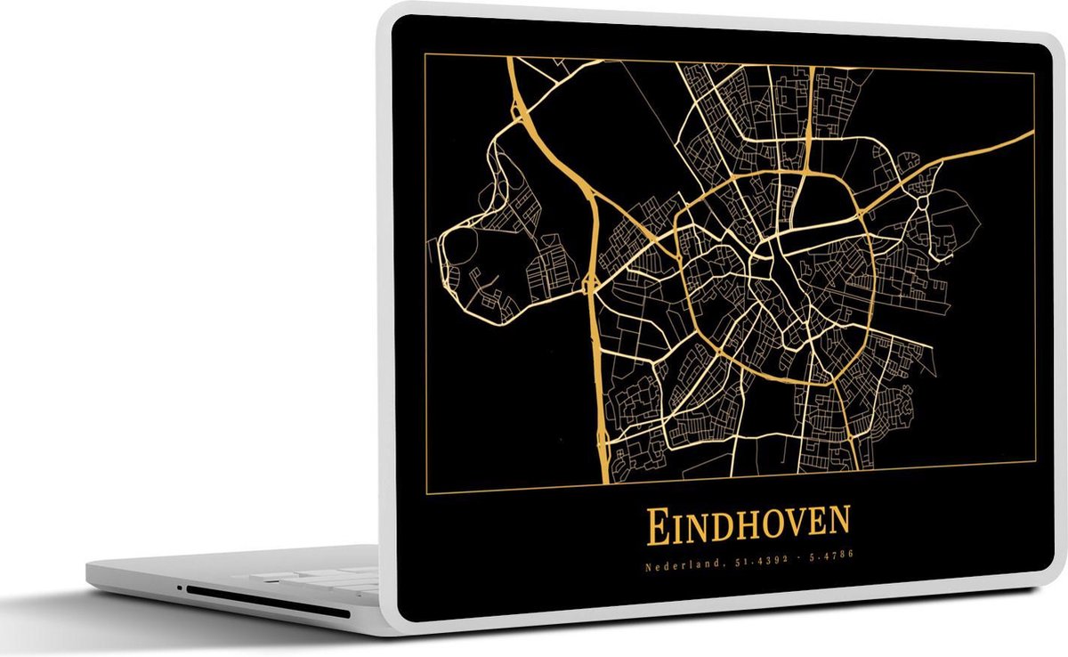 Afbeelding van product SleevesAndCases  Laptop sticker - 17.3 inch - Kaart - Eindhoven - Goud - Zwart