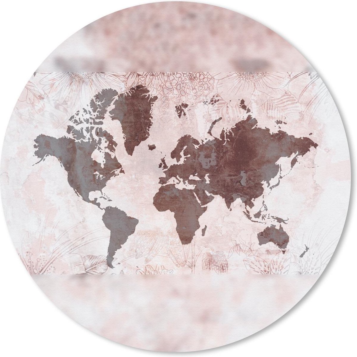 Muismat rond 20x20 cm - Mousepad Wereldkaart - Bloem - Paars - Ronde muismatten