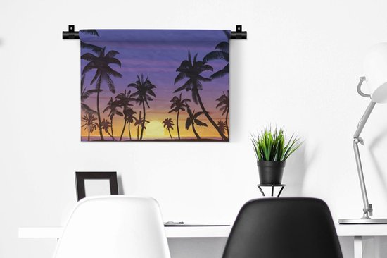 Tapisserie - Toile murale - Palmier - Soleil - Mer - 60x45 cm - Tapisserie