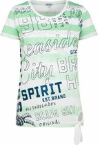 Soccx ® strepen T-shirt met burnouts en geknoopte zoom, Groen (XL)