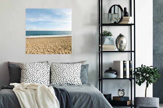 Poster Empreintes de pas dans le sable sur une plage tropicale 75x75 cm - Tirage photo sur Poster (décoration murale salon / chambre) / Poster Paysages / Mer et plage