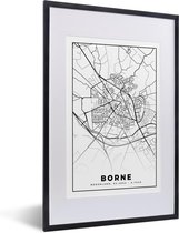 Fotolijst incl. Poster - Kaart - Borne - Zwart - Wit - 40x60 cm - Posterlijst