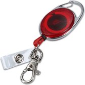 Porte-clés kwmobile avec cordon coulissant - Pince pantalon extensible pour clés et carte - Porte-cartes rétractable - Rouge transparent