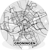 WallCircle - Schilderij - Stadskaart Groningen - Multicolor - 150 X 150 Cm