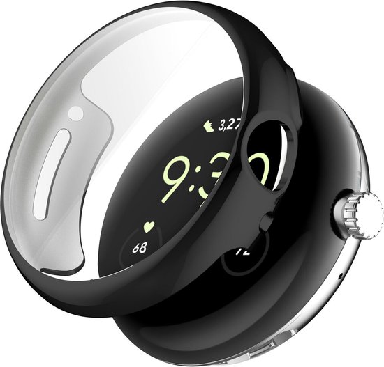 Strap-it TPU bescherm hoesje - geschikt voor Google Pixel Watch 1/2 - zwarte schokabsorberende case voor Pixel Watch (zwart)