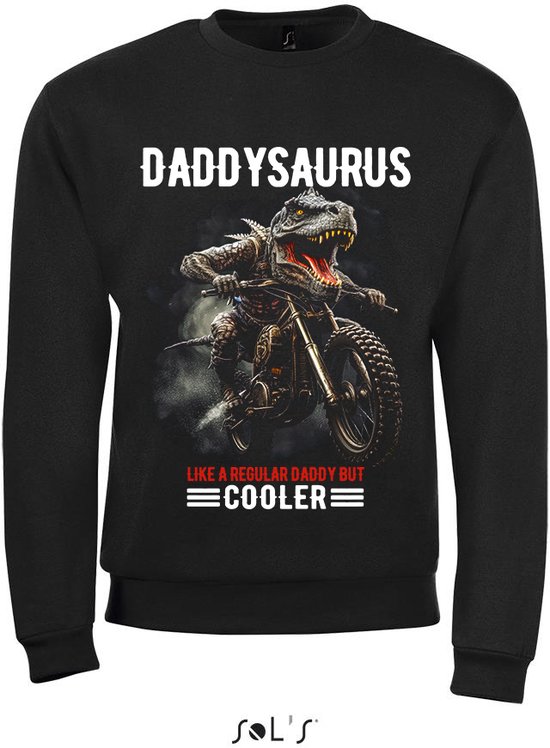 SweatShirt 2-145 Daddy saurus op motor - Zwart, 3xL