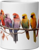Tropical Birds - Koffie & Thee Mok 325 ml| koffiemok cadeau| | Theemok cadeau| Mok cadeau| Koffie Beker| Thee Beker| Koffie Kop| Thee Kop| Tropische Vogels Mok| Vogel Mok| Dieren Mok
