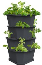 Gusta Garden - Paul Potato - Stapelbare Aardappeltoren - Tuinbak met 4 Levels - Kruidenbak - Kweekbak - Plantentoren - Antraciet