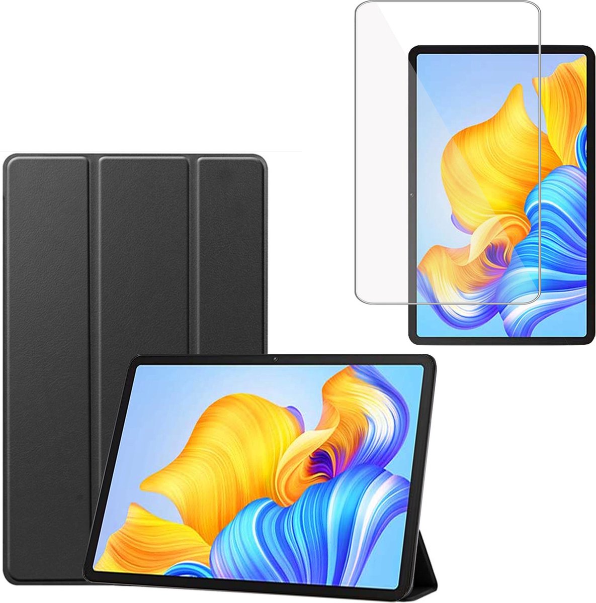 Tablet Hoes + Screenprotector geschikt voor Honor Pad 8 – Tempered Glass - Extreme Shock Hoesje - Zwart