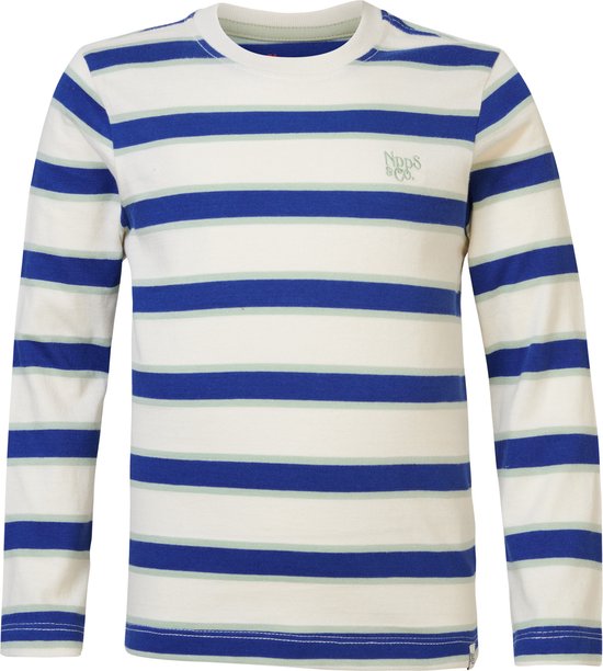 Noppies Boys Tee Davenport long sleeve stripe Jongens T-shirt - Whisper White - Maat 110
