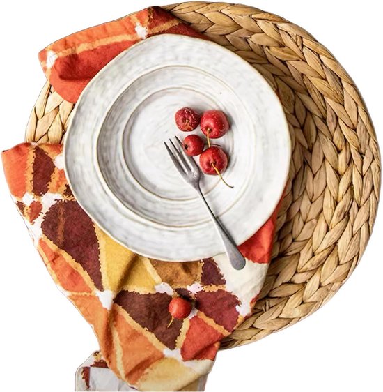 Placemat van zeegras waterhyacint, set van 6 placemats, afwasbaar, 35