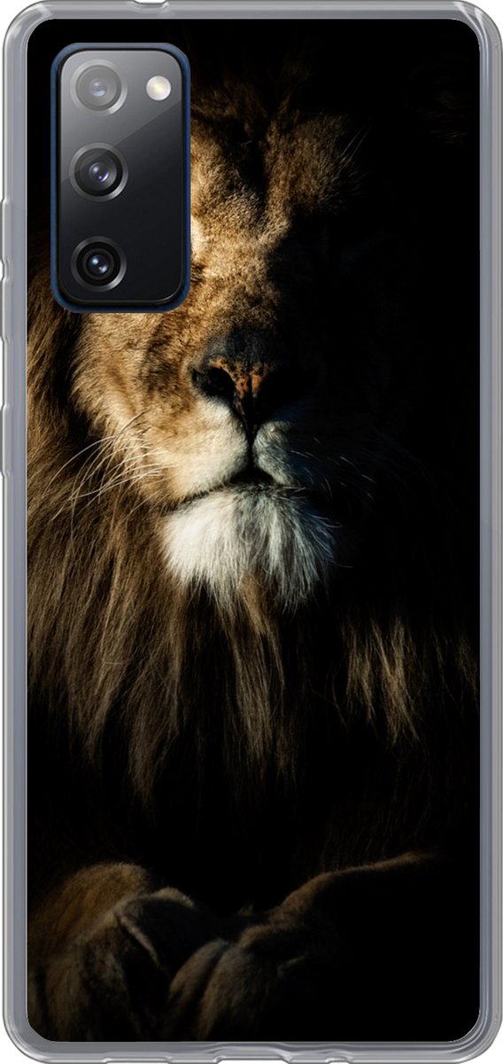 Telefoonhoesje Geschikt voor Samsung Galaxy S20 FE hoesje - Leeuw - Licht - Portret - Siliconen Telefoonhoesje Telefoonhoesje