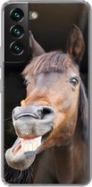 Geschikt voor Samsung Galaxy S22 hoesje - Paard - Grappig - Stal - Kinderen - Jongens - Meisjes - Kids - Siliconen Telefoonhoesje
