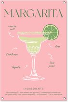 Tuinposter 60x90 cm - Cocktail - Margarita - Roze - Vintage - Tuindecoratie voor buiten - Schutting decoratie - Tuin - Beach bar accessoires - Tuindoek - Buitenposter