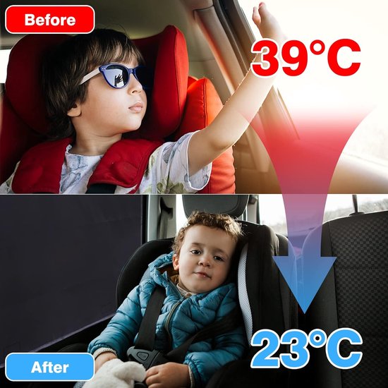 Zonwering voor de auto, magnetische zonwering met uv-bescherming, reflecterende hittebescherming, gordijn, autoraam, zonwering voor kinderen, volwassenen en huisdieren, verduistering van het van Wiwiqzzi — afbeelding 5