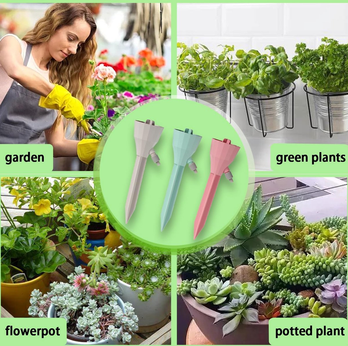 Automatische bewateringsset, instelbaar irrigatiesysteem, balkonbewatering, kamerplanten, waterdispenser, planten, druppelirrigatie (verpakking van 3 stuks)