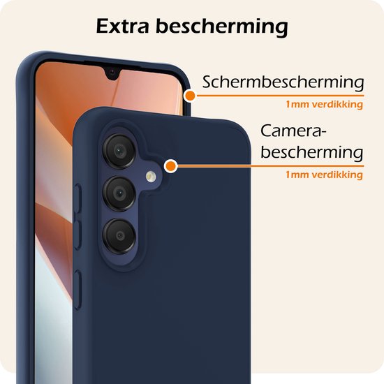Coque Compatible avec Samsung A15 Coque Siliconen Cover Case - Coque Compatible avec Samsung Galaxy Galaxy A15 Cover Back Case - 2-PACK - Bleu Foncé